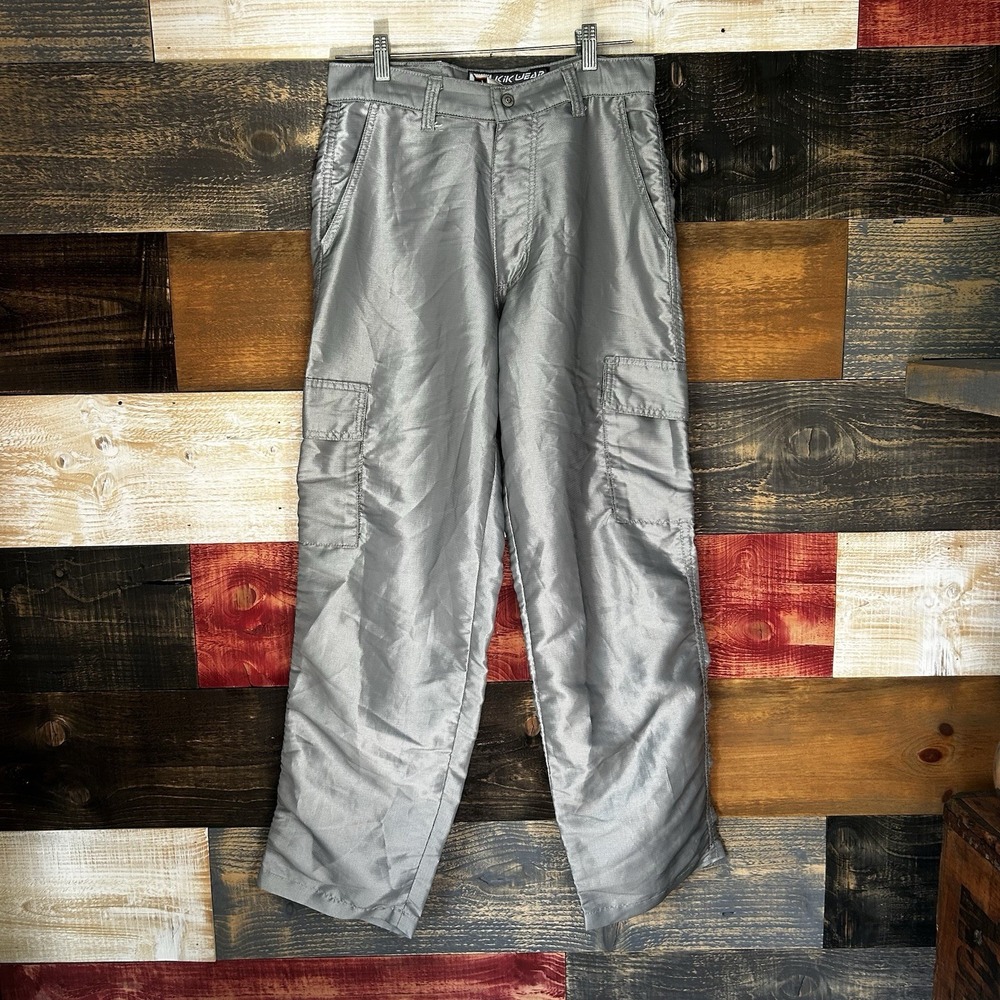 Kikwear Rave Pants Space Invaders Silver Baggy Wide Leg Size 30 By 30 90s 2000s